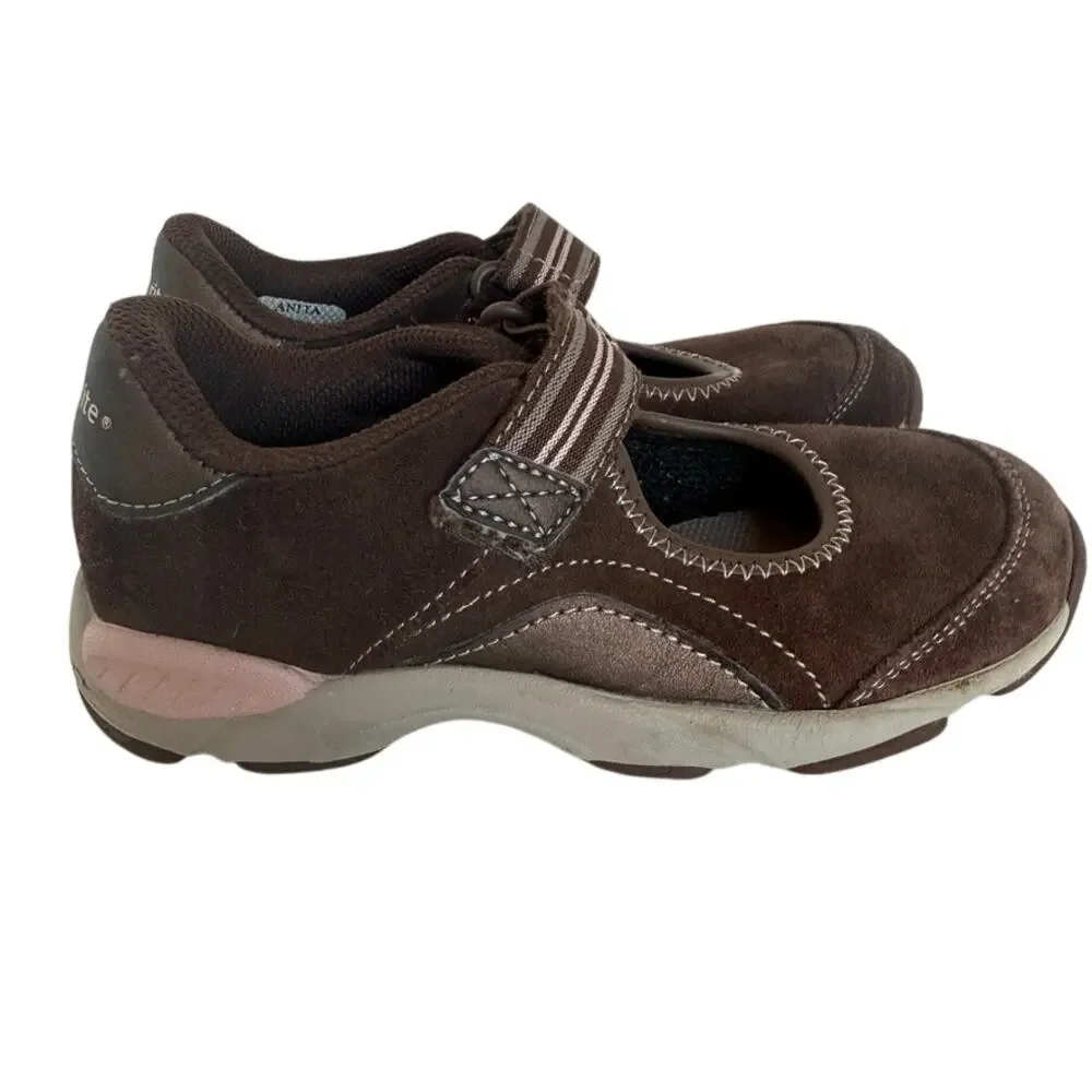 Stride Rite Anita‎ Brown Suede Mary Jane Sneakers Girls Size 11.5M Leather Upper